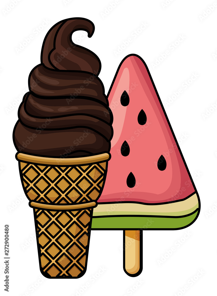 Sticker ice cream cone and ice lolly