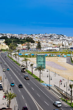 Panoramic View of Moroccan Coast, Tangier City, Morocco
