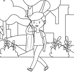 Man cartoon in the park design