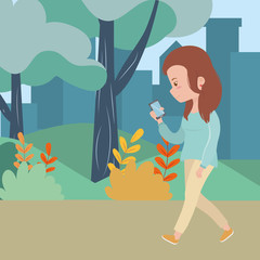 woman cartoon with smartphone design