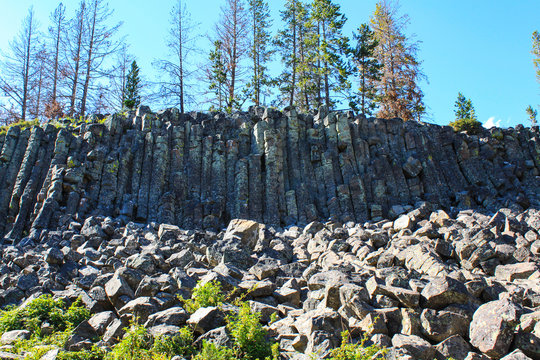 basalt cliffs iin Yellowstone National Park, USA