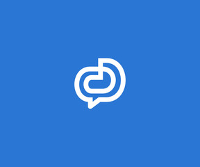 letter D with chat talk logo design element 