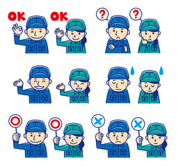 作業員　男女　セット