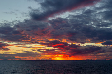 Sunset at sea (Mediterranean, Greece).