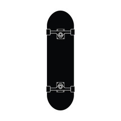 Vector flat black icon logo of skateboard isolated on white