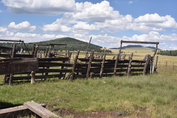 Fototapeta na wymiar Vintage split-rail cattle corral
