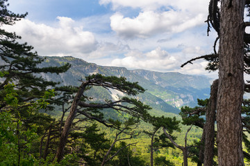 Fototapeta premium View from the top of Ai-Petri mountain at the seaside of Black Sea, Crimea