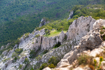 View from the top of Ai-Petri mountain at the seaside of Black Sea, Crimea
