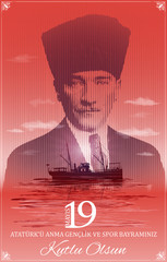 1919, May 19 Ataturk Bandirma - obrazy, fototapety, plakaty