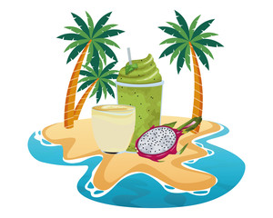 tropical fruit and smoothie drink