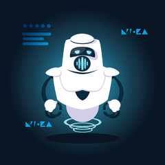 Technology robot cartoon over blue background