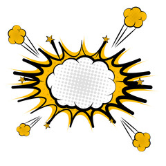 Comic bubble chat with explosion effect and cloud inside - Vector