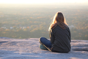 Teen Girl Overlooking Mountain