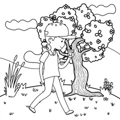 Man cartoon in the park design