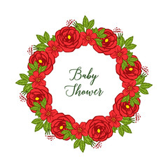 Vector illustration various texture red rose flower frame for card baby shower
