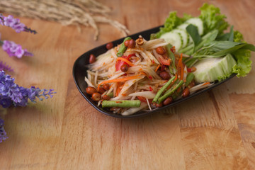 Thai papaya salad, or  thai name Som Tum