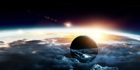 Abstract planets and space background