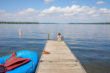 Young Girl visits the Tourist Area of Lake Okoboji in Northern Iowa