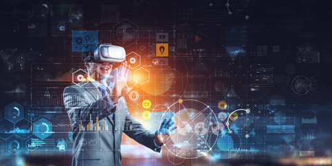 Virtual reality experience. Technologies of the future. Mixed media