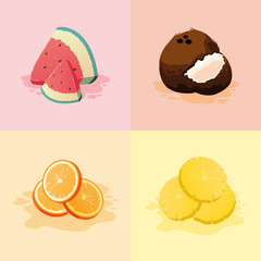 Watermelon orange coconut and pineapple design