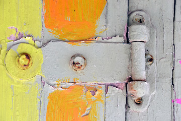 Old door hinge with tropical colors