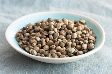 Whole Hemp Seeds in a Bowl
