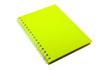 Lime green notebook isolated on white background