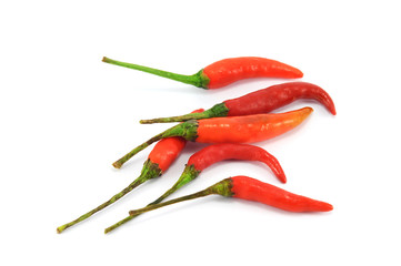 Red chilli peppers isolated on white background