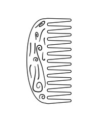 hair comb wooden isolated icon