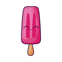 delicious ice cream in stick kawaii character