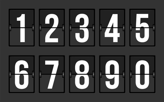 Arrival Departure Board Numbers Vector Set - Matte Black