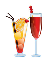 Tropical fruit cocktail icon cartoon