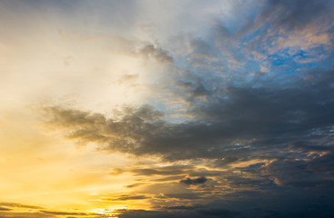 colorful dramatic sky with cloud at sunset.