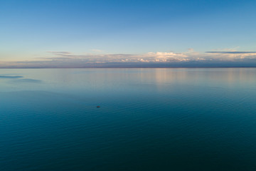 boat on the lake, view from above