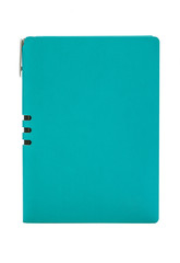 Notebook and pen isolated on white background