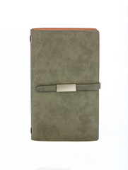 leather notebook isolated on white background.