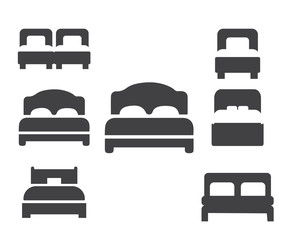 Bed icon set vector - black icon