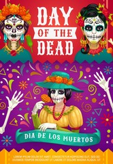 Fototapeta premium Mexican Dia de los Muertos, woman calavera skull