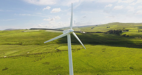 Aerial photo of Wind Turbine in a hill in Northern Ireland