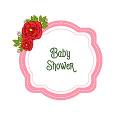 Vector illustration various art of rose wreath frame for shape of card baby shower