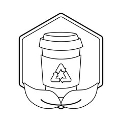 ecological bottle of beverage with natural leafs