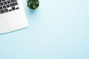 Top view with copy space of office desk with accessories