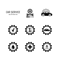Car service - vector icon set on white background.