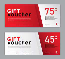 Gift Voucher template, Sale banner, Horizontal  layout, discount cards, headers, website, red background, vector illustration EPS10