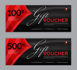 Gift Voucher template, Sale banner, Horizontal  layout, discount cards, headers, website, red background, vector illustration EPS10