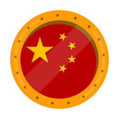 Golden coin with a flag of China - Vector