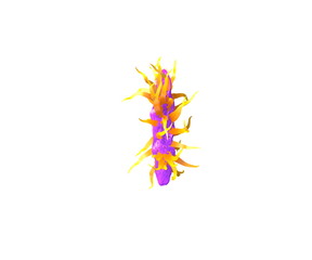 letter I isolated on white made of purple slime and yellow tentacles - monstrous font for space invaders concept, 3D illustration of symbols