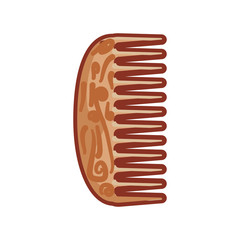 hair comb wooden isolated icon