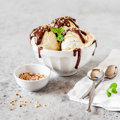 Vanilla Ice Cream with Chocolate Topping