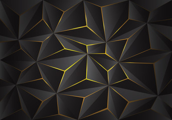 Abstract grey 3D triangle polygon pattern crack on yellow light design modern futuristic background texture vector illustration.